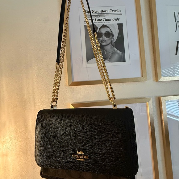 Coach Black and Brown Crossbody Bag with Gold Chain - Picture 5 of 5